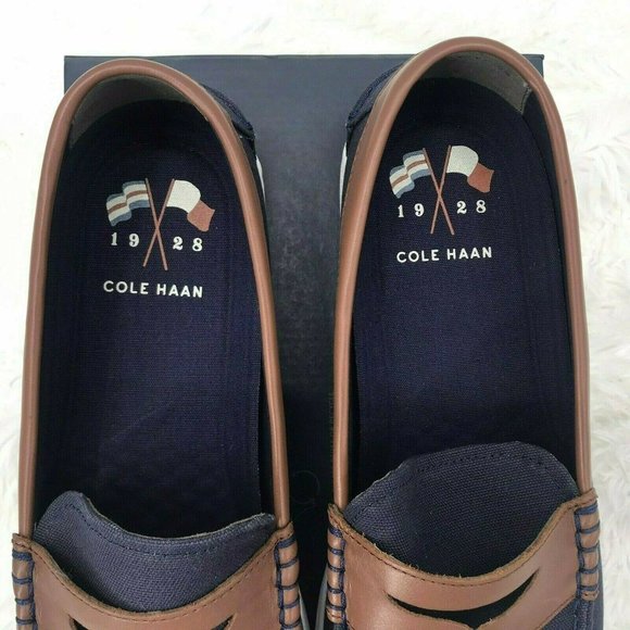 COLE HAAN Blue & Chestnut Nantucket Loafers -10.5M - Picture 6 of 12